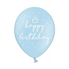 Ballon Happy Birthday lichtblauw €3,40 6 stuks