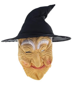 Masker Heks met hoed en zwarte haren €9,95