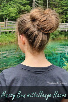 messy bun mittellange haare