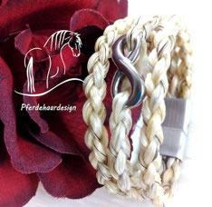 Pferdehaararmband, 3 Strang einzeln, Infinity Zeichen