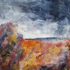 "Battling the Elements" 25.5 x 25.5cm mixed media on cradled board. BtE01mm