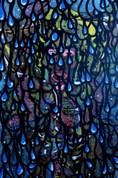 Collages & techniques mixtes sur plexiglas, 137X64cm, 2011, face B.