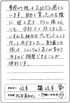 岐阜県在住70代女性