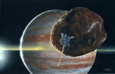 Abb. 28: Künstlerische Darstellung des Anflugs von Galileo zu Amalthea.