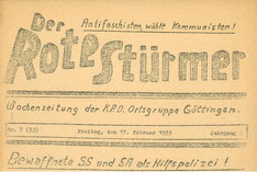 Kopf des Roten Stürmers, 17.2.1933.  Foto: StA Göttingen