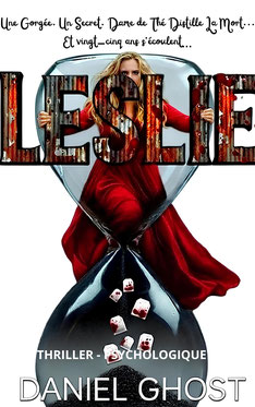Couverture Leslie : Image, Photo, sablier rouge, femme en robe, thé empoisonné, silo, thriller psychologique