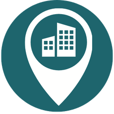Icon mit Hochhaus-Symbol