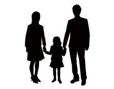 中国人夫婦と子供のシルエット