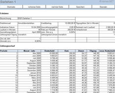 Darlehensverwaltung Excel Vorlage