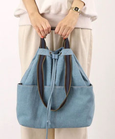 キャンパスデニム２ハンドル  巾着トートBAG  6,589円→3,980円(税込)