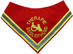 besticktes Halstuch, Hund, rot, Begleithund, Therapiehund,Reflektor, Rolli