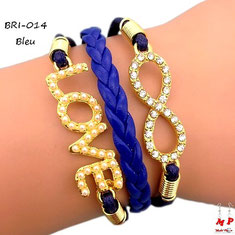 Bracelet infini bleu modèle love 