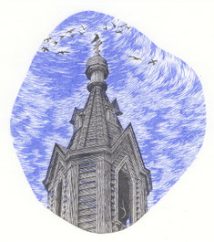 2010　蒼穹の掌 The Palm of Azure　8. 8x 7. 8cm-Limited Edition 30　木口木版 ￥13,500
