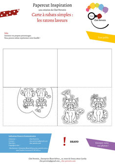 Aperçu page 2 du DIY pas à pas gratuit de l'illustratrice Cloé Perrotin pour créer une carte à rabats simples sur le thème des ratons laveurs