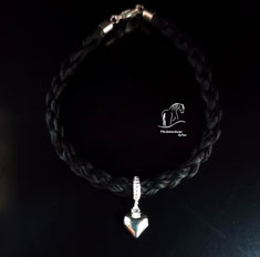 Pferdehaar Armband mit Herzanhänger/ Charm 925er Silber