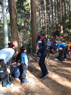 ２合目付近。登山道にまだ雪はない。