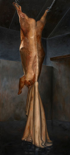 ¡Haber nacido para vivir de nuestra muerte! (César Vallejo) 2006, óleo sobre lienzo 200X91.5 cm
