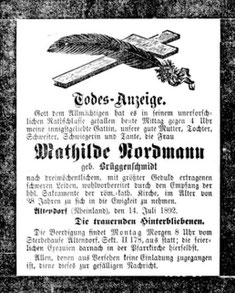 Todesanzeige von Mathilde Nordmann, geb. Brüggenschmidt