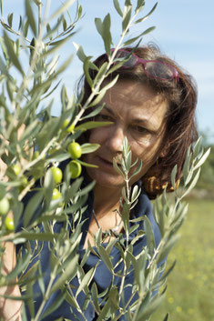 Katica Kaldenhoff bei der Olivenpflege