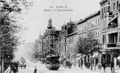 Die Badstraße mit Straßenbahn um 1900