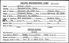 Ohio, Soldiers Grave Registration Cards, 1804-1958 (fold3.com)  (click to enlarge) 