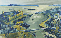 Pierre Péron, L’entrée de la Penfeld, gouache sur papier, collection musée des beaux-arts de Brest métropole.