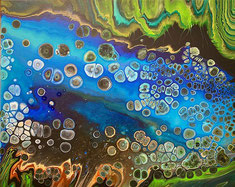Acrylic Pouring Bild in der Kombi-Technik Flip & Swirl auf Leinwand erschaffen von Andrea Christiane Spring