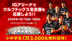 ウルフドッグス名古屋 バレーボールSVリーグ 無料招待
