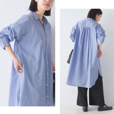 後ろタックのロングのシャツ  フォーユー価格　3,980円(税込）  目詰まりの良い綿素材を使用