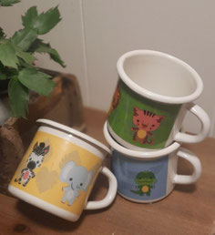 Emaille Becher für Kinder mit Tiermotiv