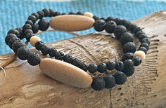 2 Lavastein Armbänder mit Zirbe