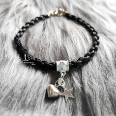 Pferdehaar Armband mit Herzperle und Charms