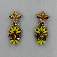 Ohrringe grün-bronze Gemstone Duo Glasperlen