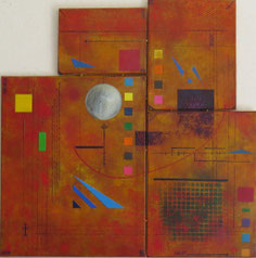 daluz composition géométrique abstraite aux formes colorées inspiration Kandinsky et Miró