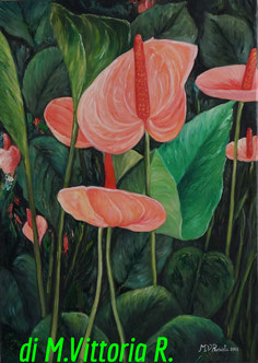 fiori anthurium, olio su tela cm 50x70, 2013