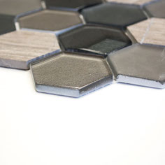 Mosaico effetto 3D Hexagon marmo vetro Grigio