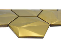 mosaico 3D esagono in metallo oro