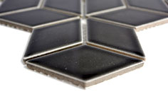 mosaico nero decorativo in ceramica a forma di rombo 