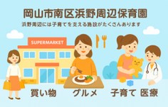岡山市南区浜野周辺の買い物、グルメ、子育て医療環境