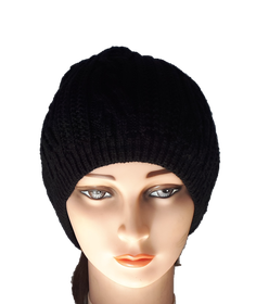 Haube Sandra, schwarz, gestrickt