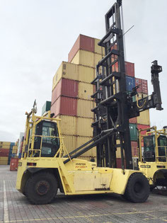 carretilla porta contenedores Hyster en deposito