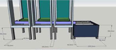 Mosquito mass rearing module (3x racks) with collection tank, schematics