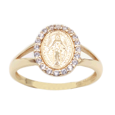 anello madonnina in oro giallo e zirconi 