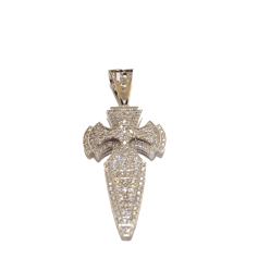 Croce in oro bianco con pavè di zirconi 