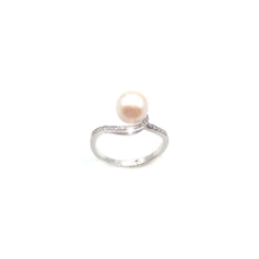 Anello solitario con perla in oro bianco con zirconi codice: IS2444B