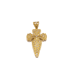 Croce in oro giallo con pavè di zirconi 