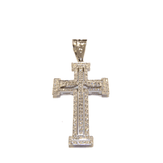  Croce pavè con pietre in oro bianco 