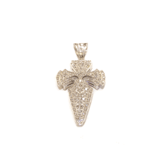 Croce in oro bianco con pavè di zirconi 