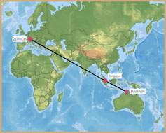Flug Rarotonga-Auckland-Sydney