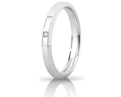 fede nuziale in oro bianco con diamante